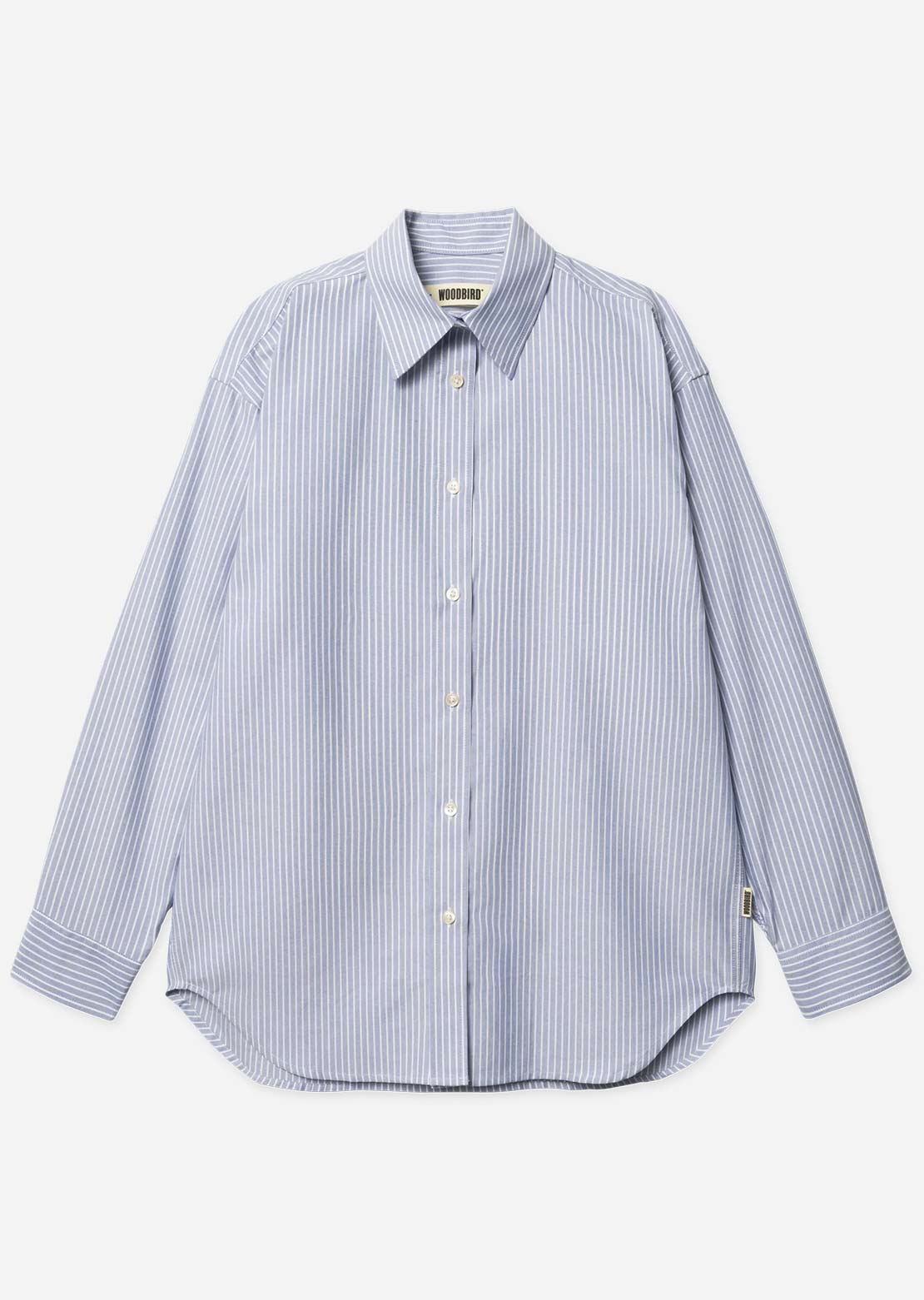 Woodbird Women's Becca Oxford Stripe Button Up Shirt Blue Stripe