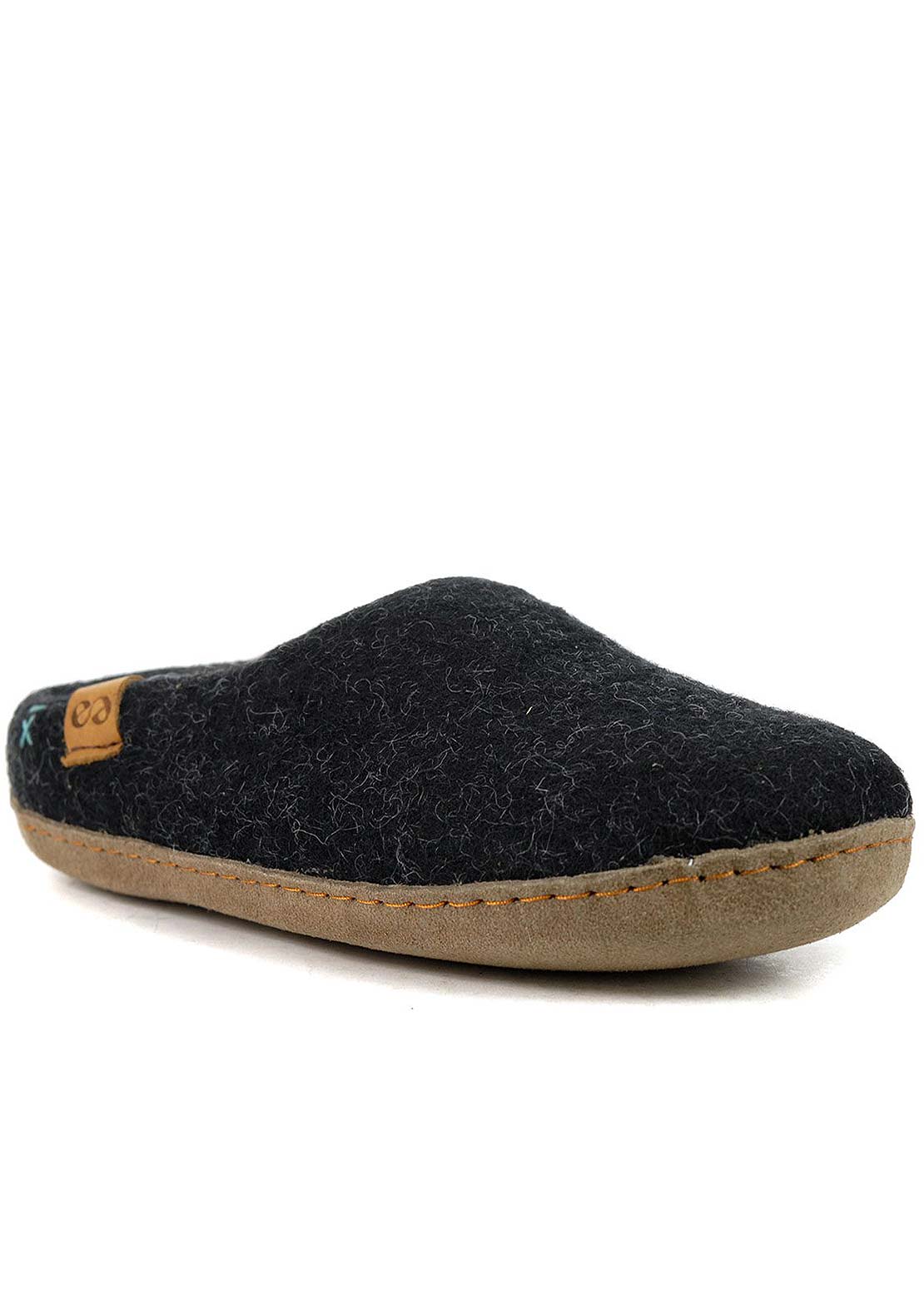 Wool by Green Unisex Makalu Suede Sole Open Heel Slippers Black