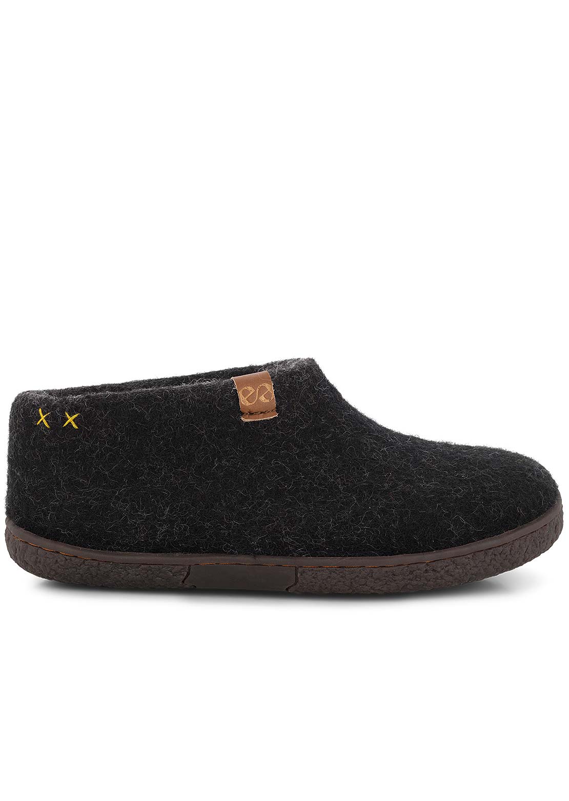 Wool by Green Unisex Pumori Rubber Sole Open Heel Slippers Black