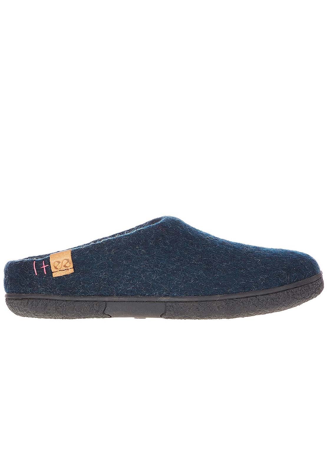 Wool by Green Unisex Tibet Rubber Sole Open Heel Slippers Marine Blue