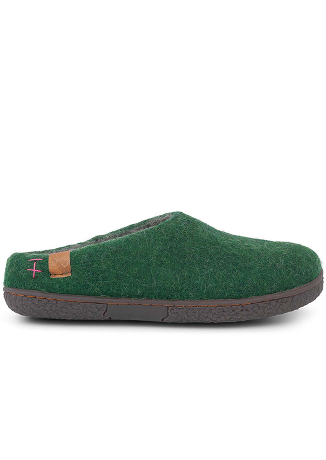 Wool by Green Unisex Tibet Rubber Sole Open Heel Slippers Olive