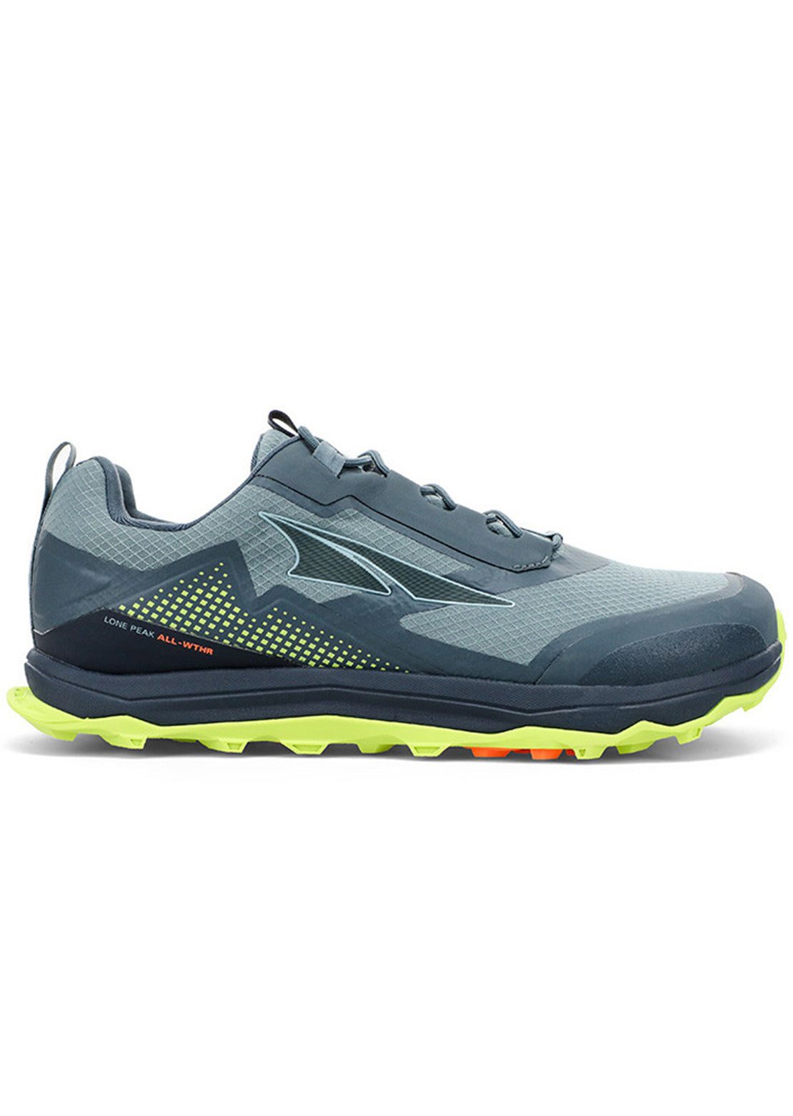 Altra Men&#39;s Lone Peak All Weather Low Trail Running Shoes Gray/Lime