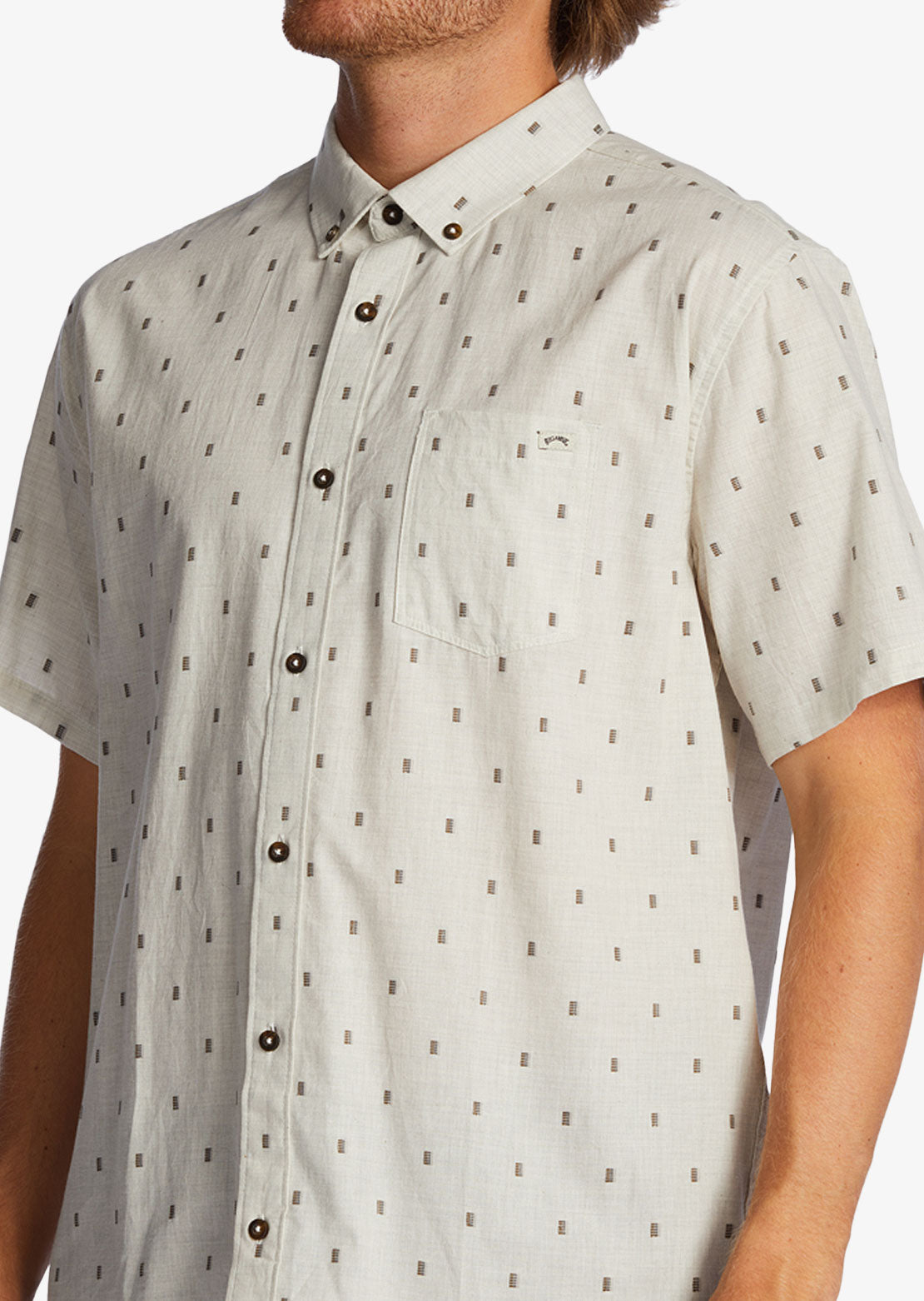 Billabong Men's All Day Jacquard Button Up Shirt Cream