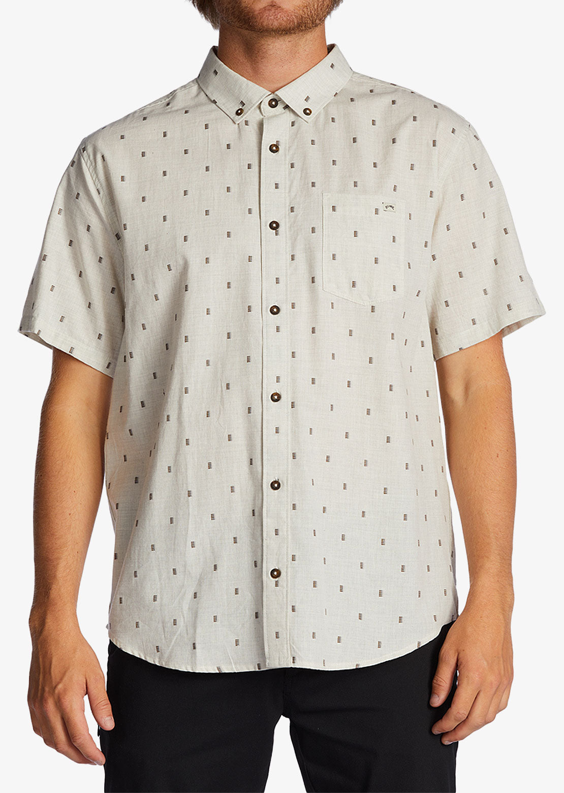 Billabong Men's All Day Jacquard Button Up Shirt Cream