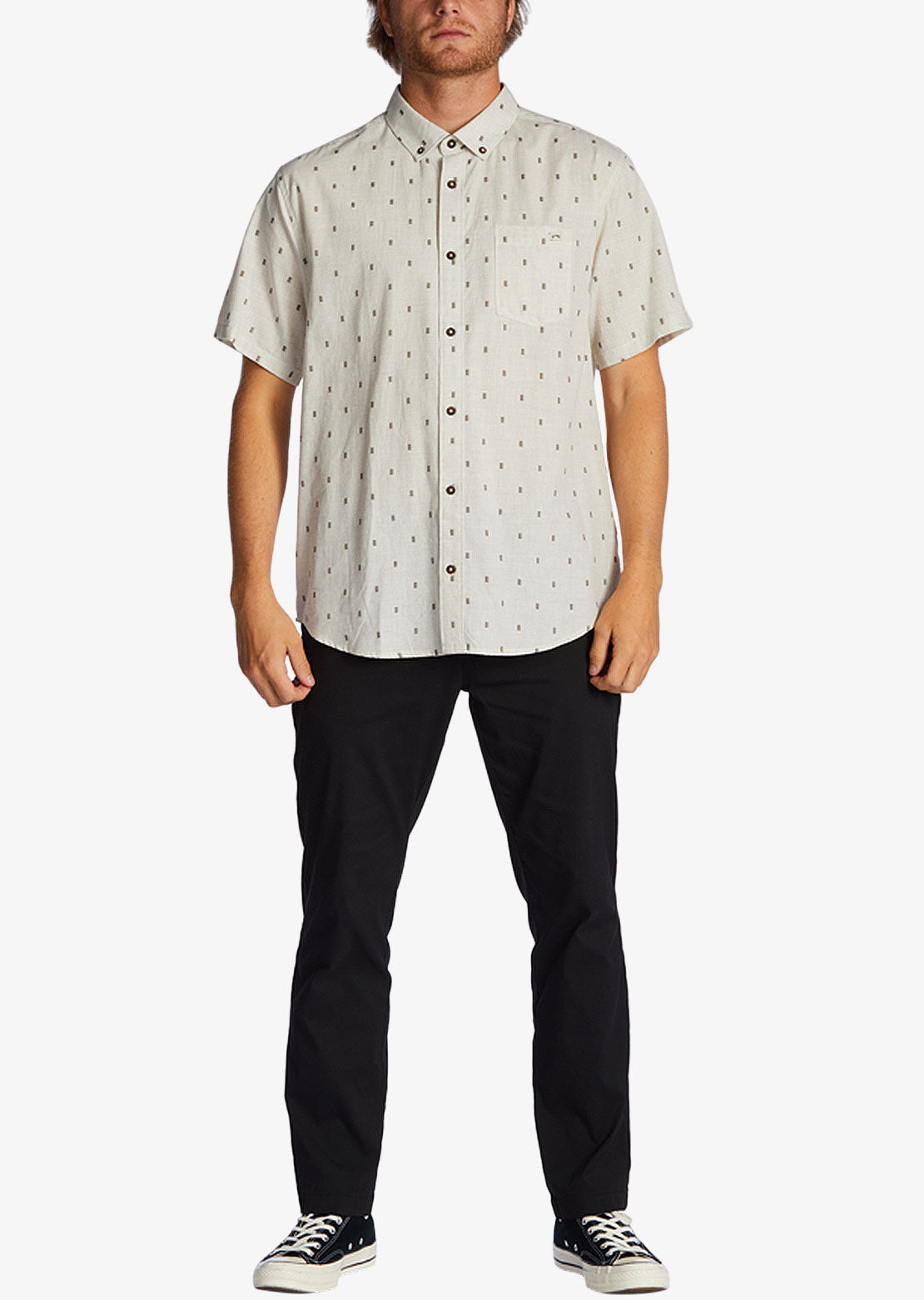Billabong Men's All Day Jacquard Button Up Shirt Cream