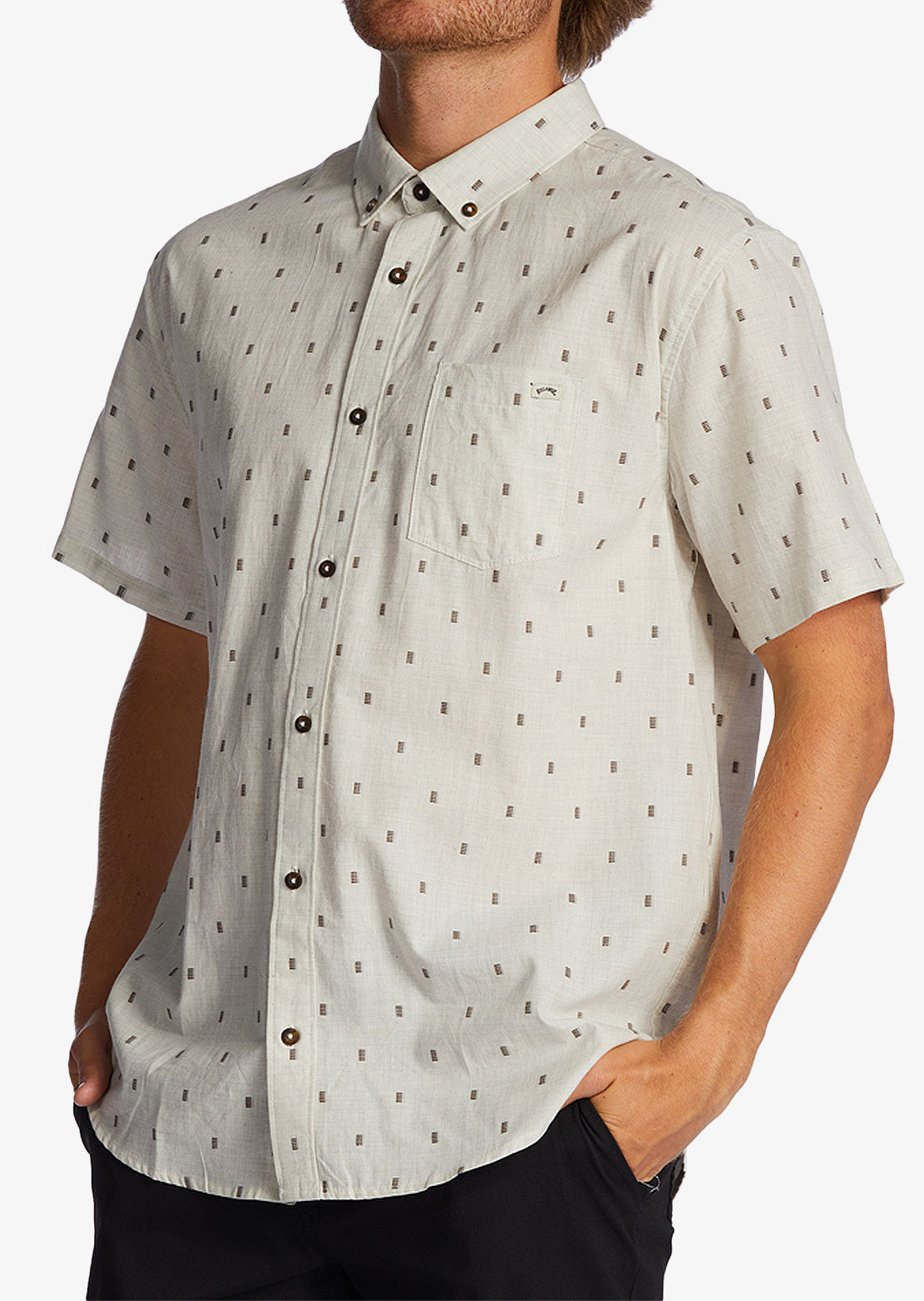 Billabong Men's All Day Jacquard Button Up Shirt Cream
