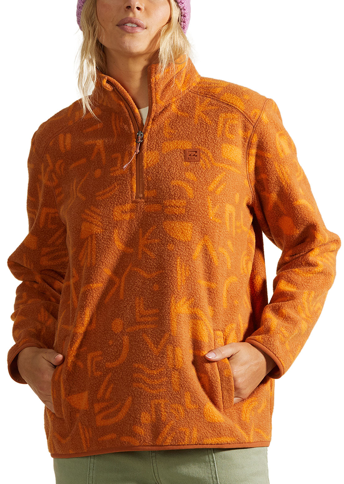 Billabong Women&#39;s Boundary Mock 3 Sweatshirt Adobe