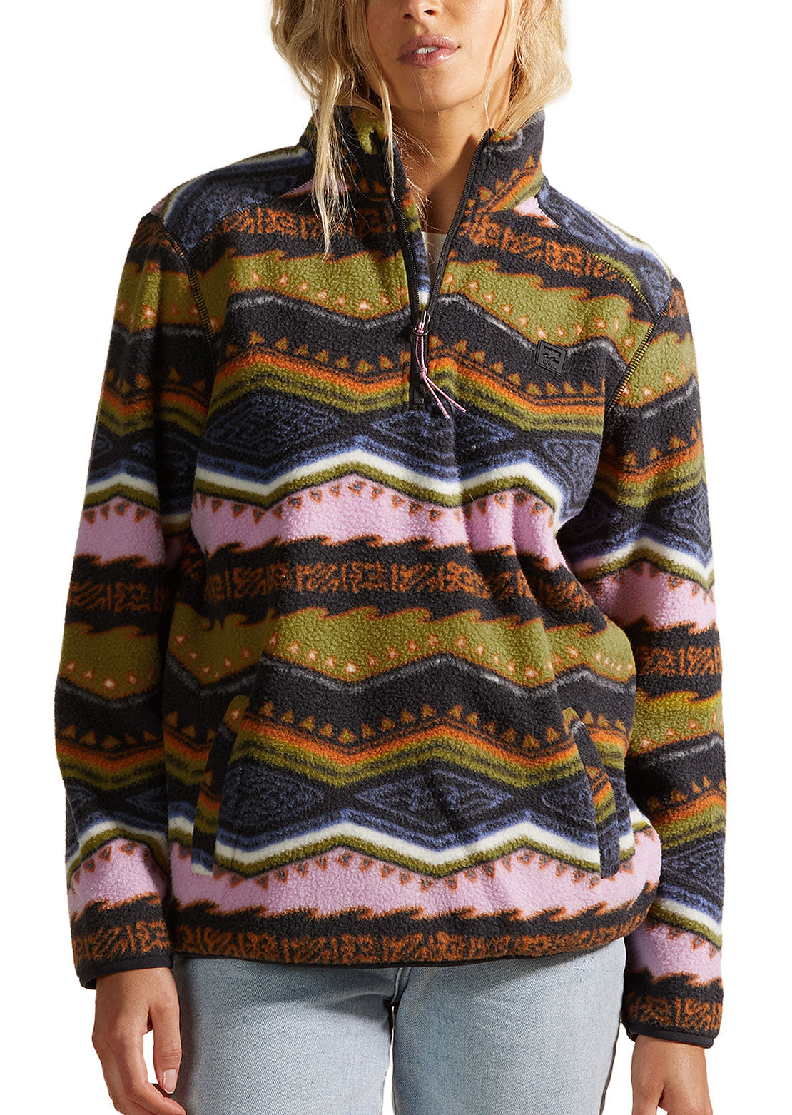 Billabong Women&#39;s Boundary Mock 3 Sweatshirt Black Multi