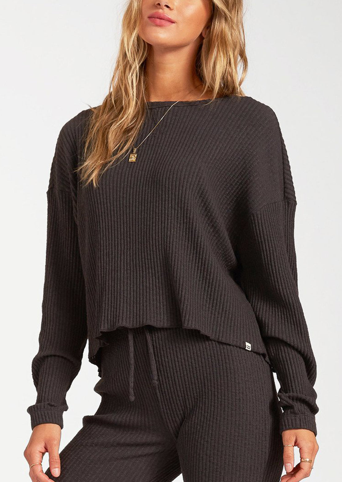 Billabong Women&#39;s Come Trough Longsleeve Shirt Off Black