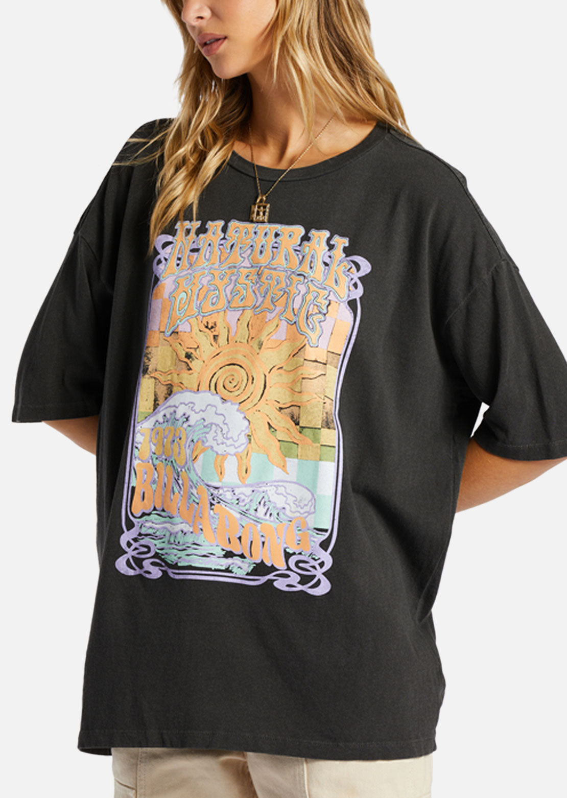 Billabong Women&#39;s Natural Mystic T-Shirt Off Black