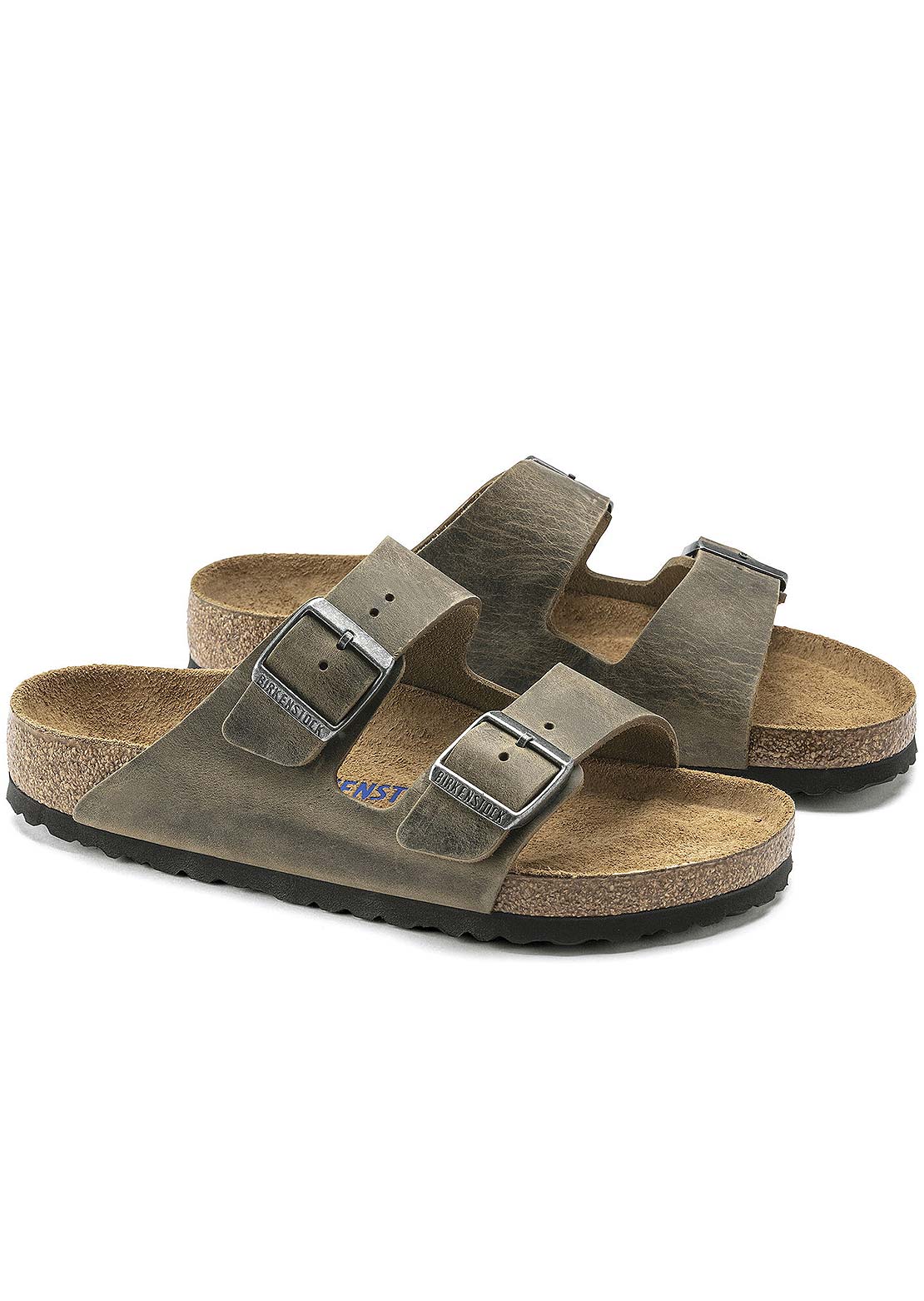 Birkenstock Men&#39;s Arizona Soft Footbed Oiled Leather Regular Sandals Faded Khaki