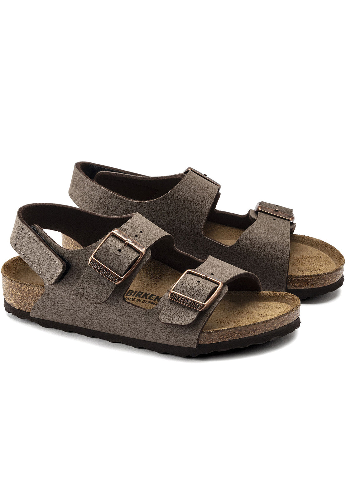 Birkenstock Toddler Milano Hook and Loop Birkibuc Narrow Sandals Mocha