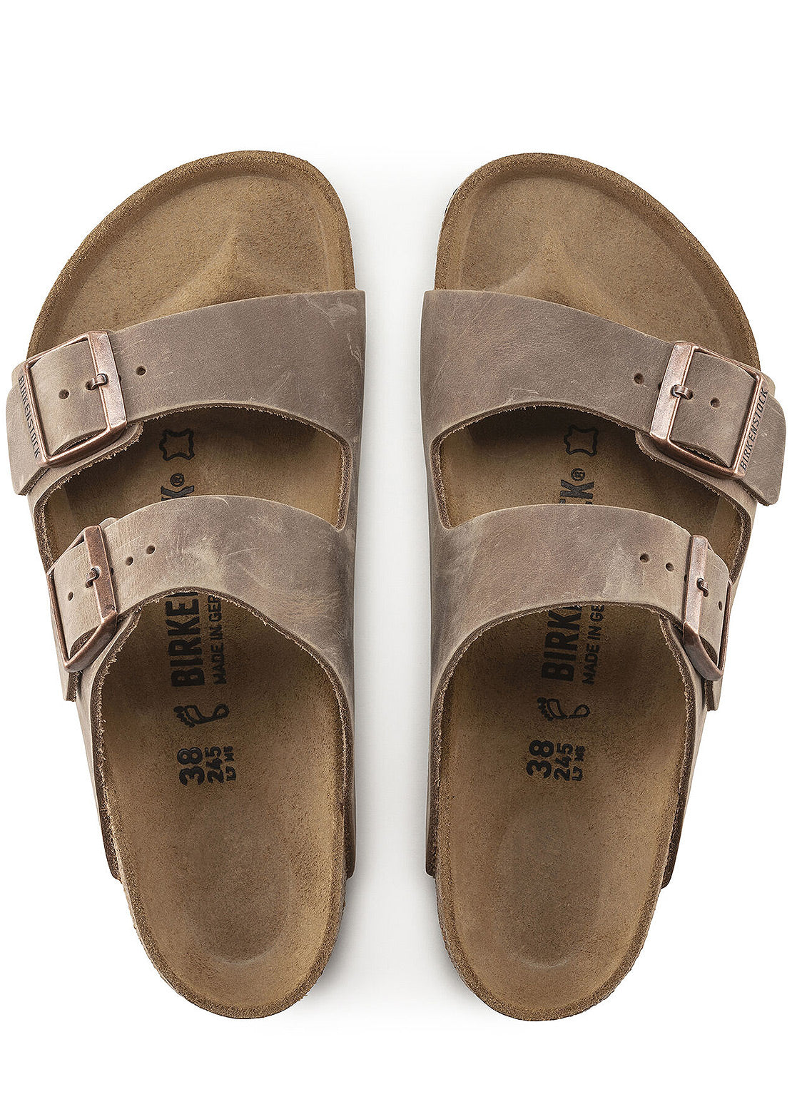 Birkenstock Unisex Arizona Oiled Leather Regular Sandals Tobacco