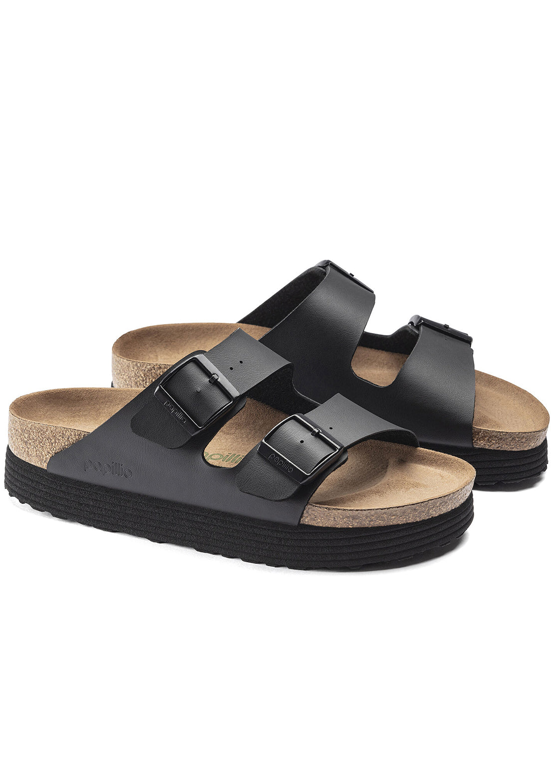 Birkenstock Women&#39;s Arizona Platform Vegan Birko-Flor Narrow Sandals Black