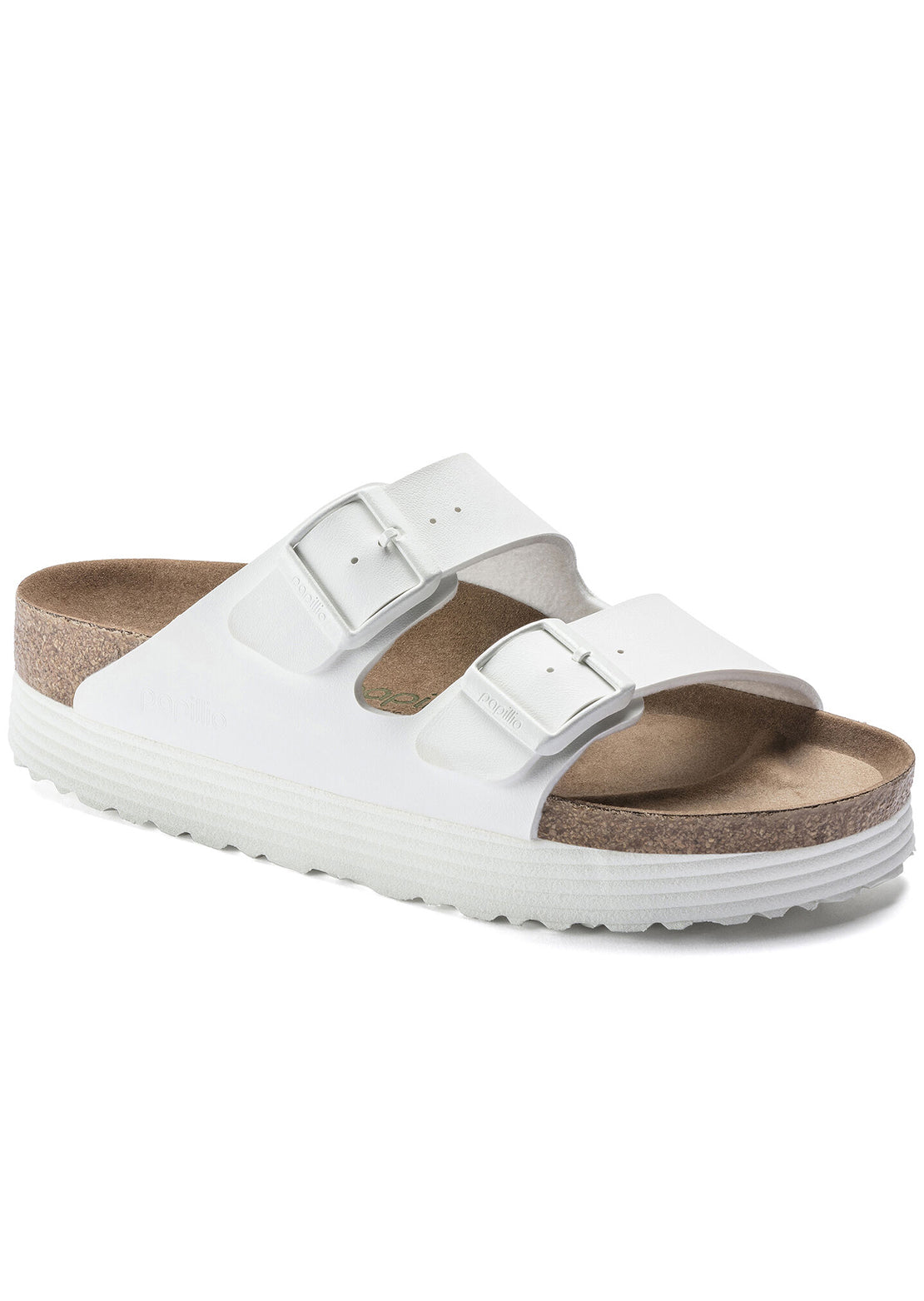 Birkenstock Women&#39;s Arizona Platform Vegan Birko-Flor Narrow Sandals White