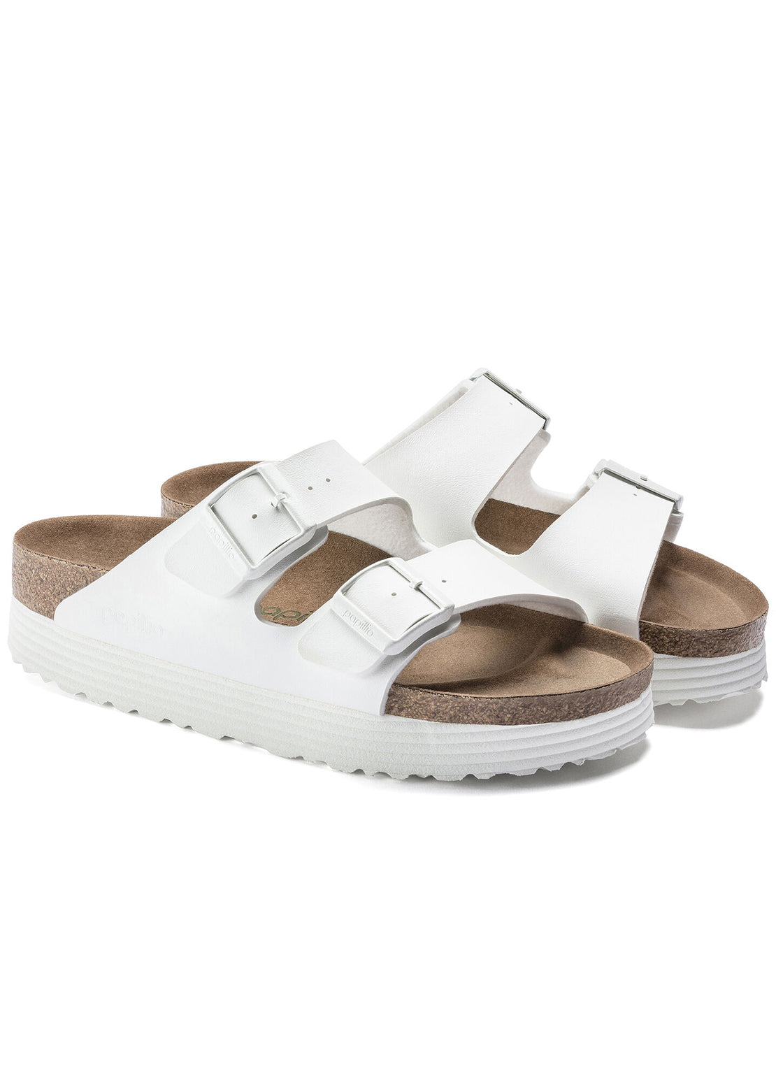 Birkenstock Women&#39;s Arizona Platform Vegan Birko-Flor Narrow Sandals White