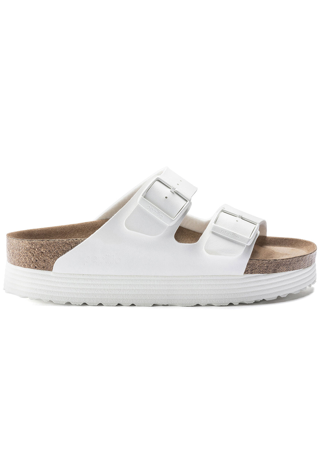 Birkenstock Women&#39;s Arizona Platform Vegan Birko-Flor Narrow Sandals White