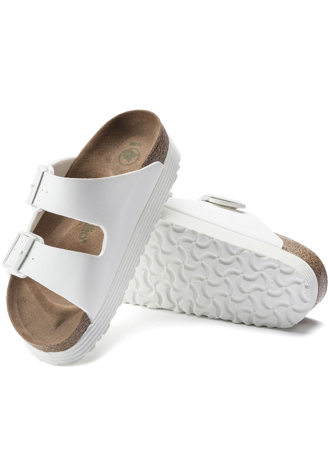 Birkenstock Women&#39;s Arizona Platform Vegan Birko-Flor Narrow Sandals White
