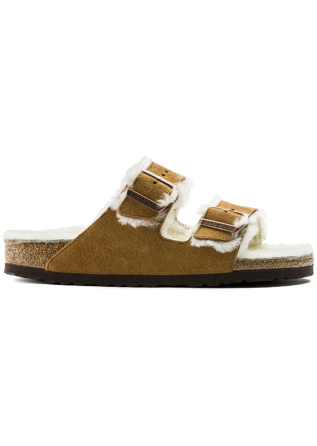 Birkenstock Women&#39;s Arizona Shearling Narrow Sandals Suede/Shearling Mink/Natural