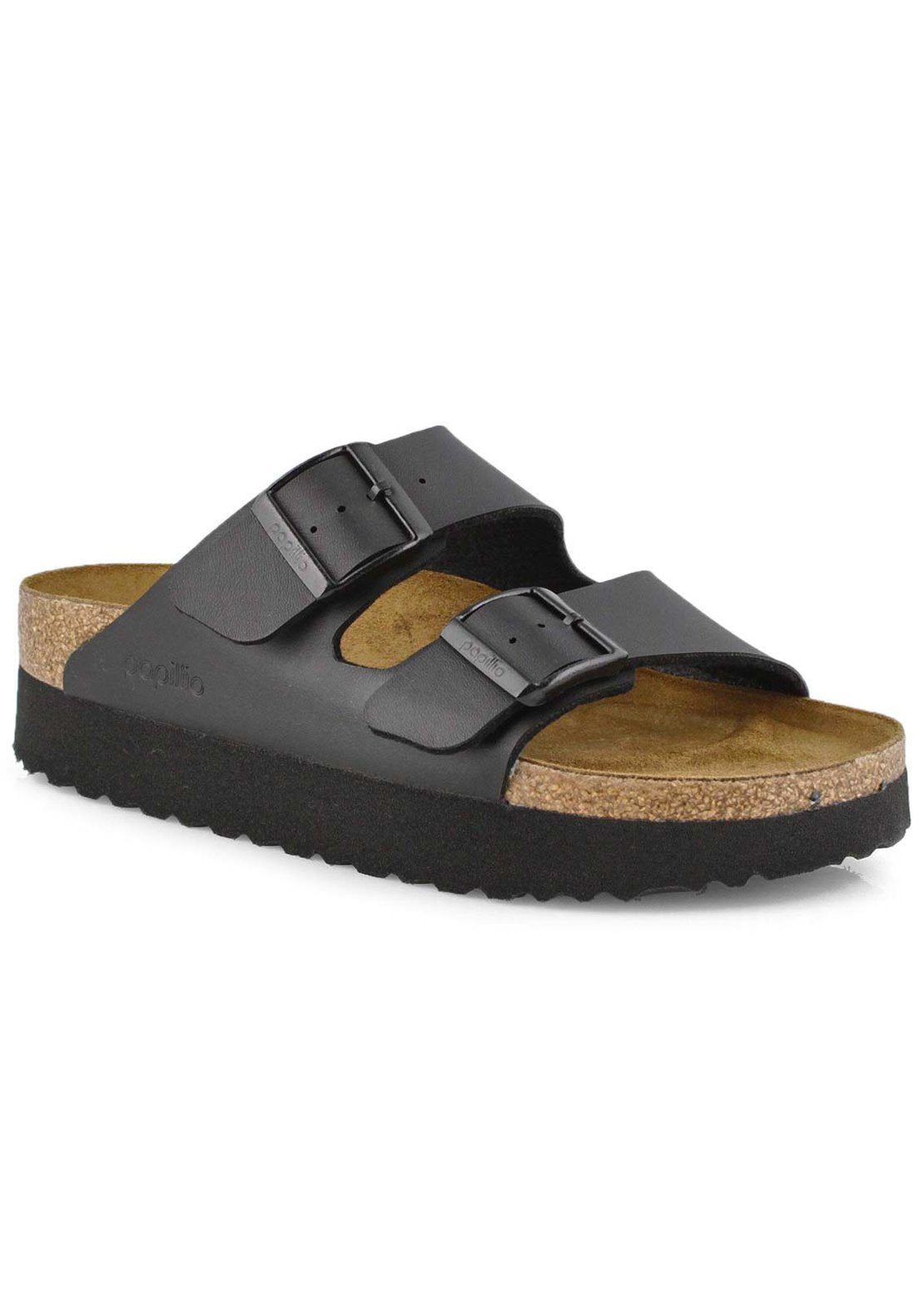 Birkenstock Women&#39;s Arizona Platform Vegan Birko-Flor Narrow Sandals Black