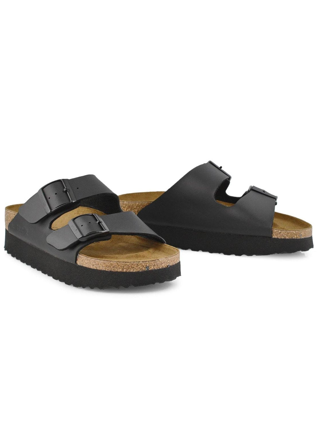 Birkenstock Women&#39;s Arizona Platform Vegan Birko-Flor Narrow Sandals Black
