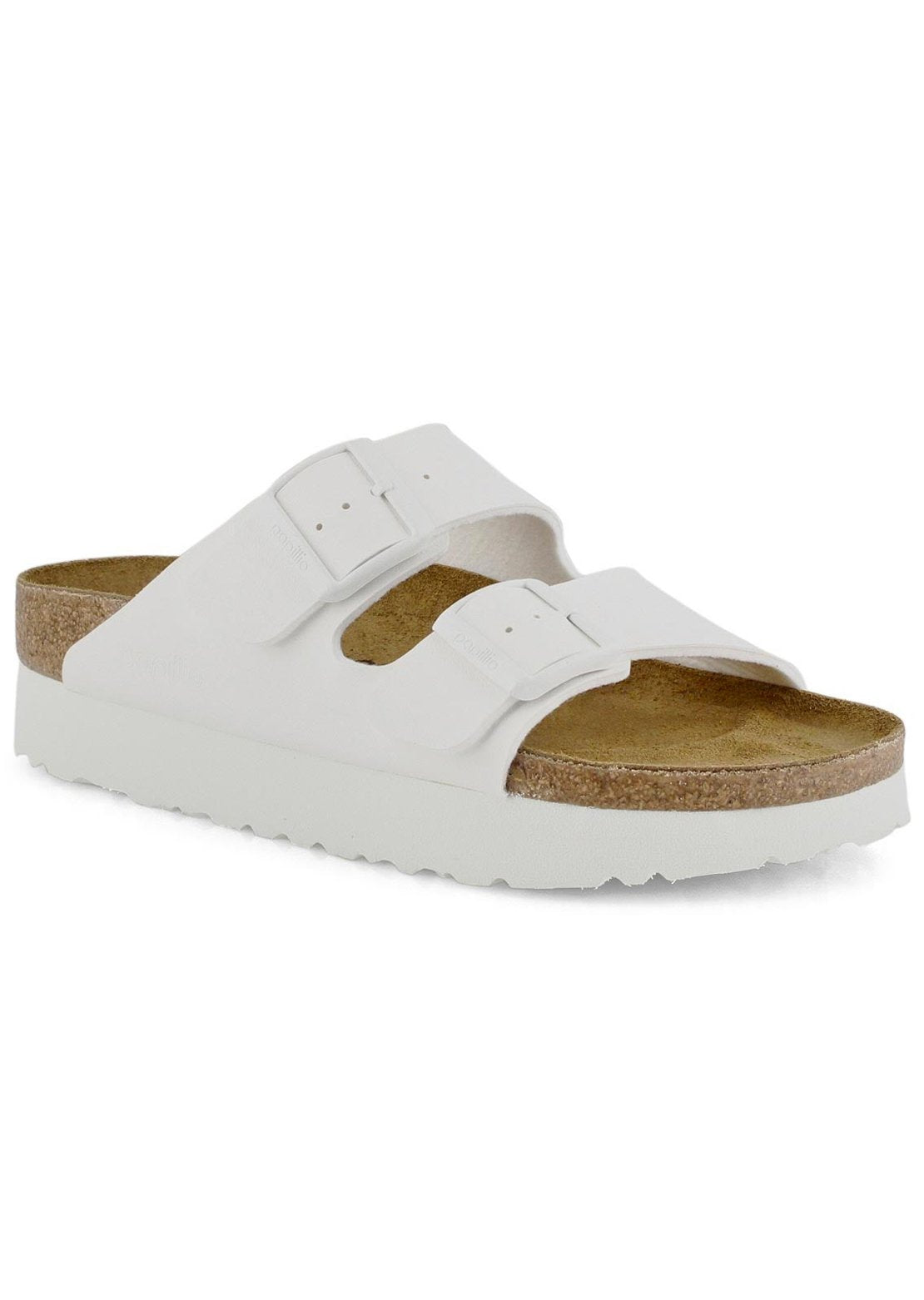 Birkenstock Women&#39;s Arizona Platform Vegan Birko-Flor Narrow Sandals White