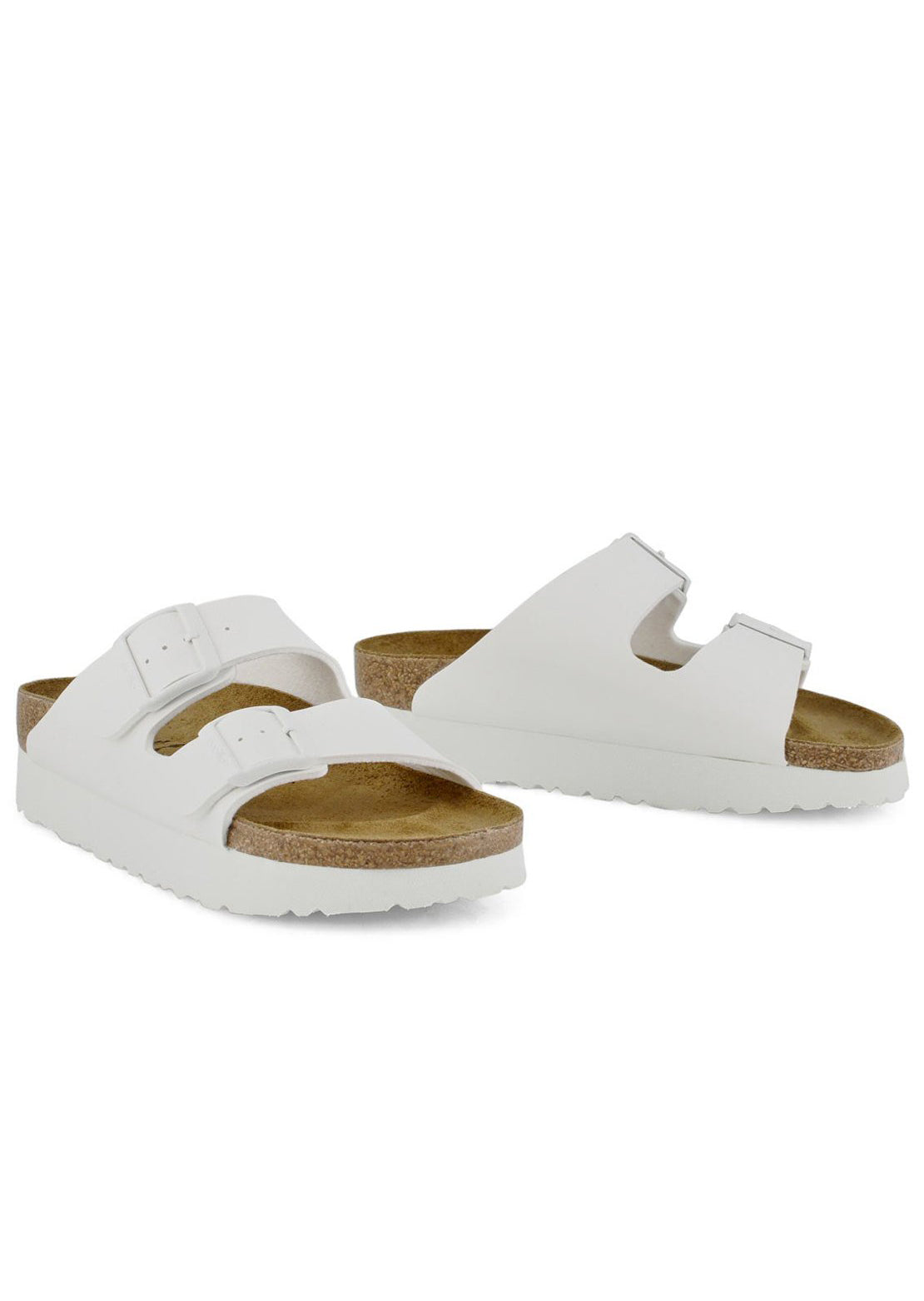 Birkenstock Women&#39;s Arizona Platform Vegan Birko-Flor Narrow Sandals White