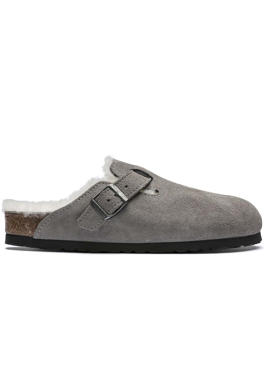 Birkenstock Women's Boston Shearling Suede Narrow Slip-On Stone Coin