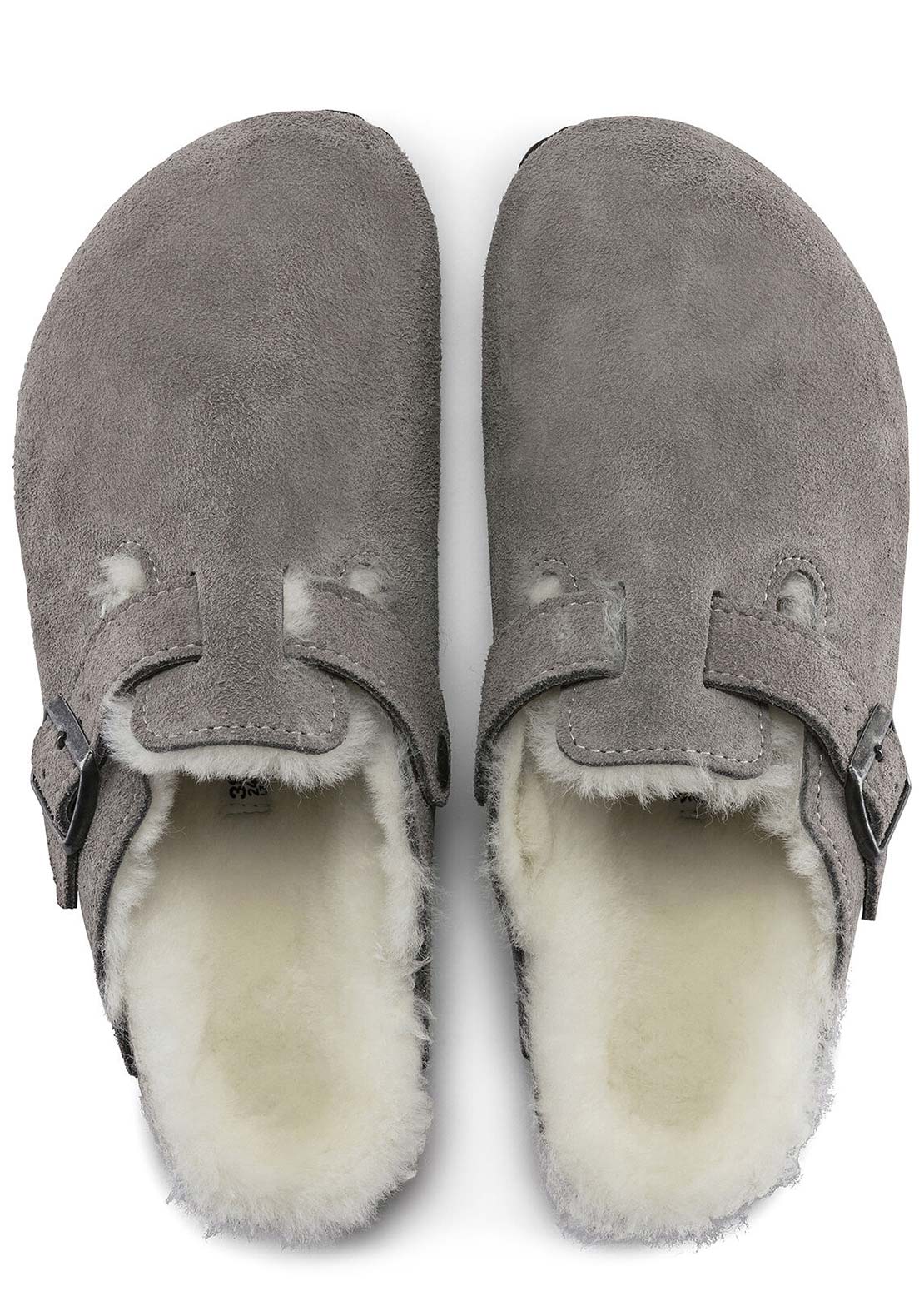 Birkenstock Women's Boston Shearling Suede Narrow Slip-On Stone Coin