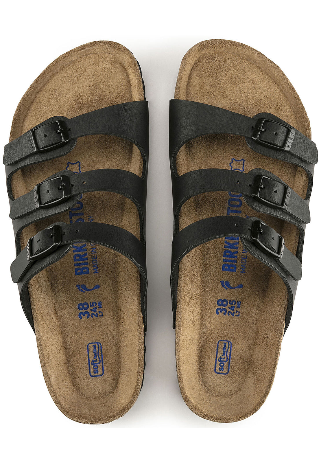 Birkenstock Women&#39;s Florida Soft Footbed Birko-Flor Sandals Black
