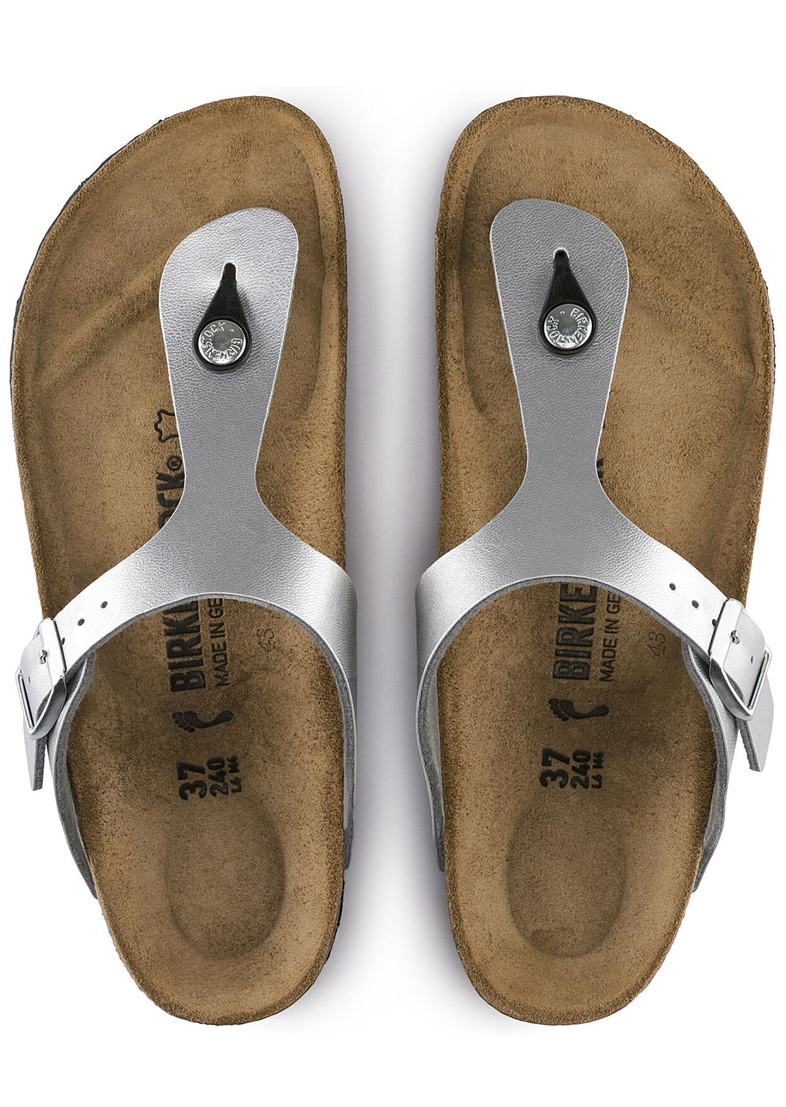 Birkenstock Women&#39;s Gizeh Birko-Flor Sandals Silver