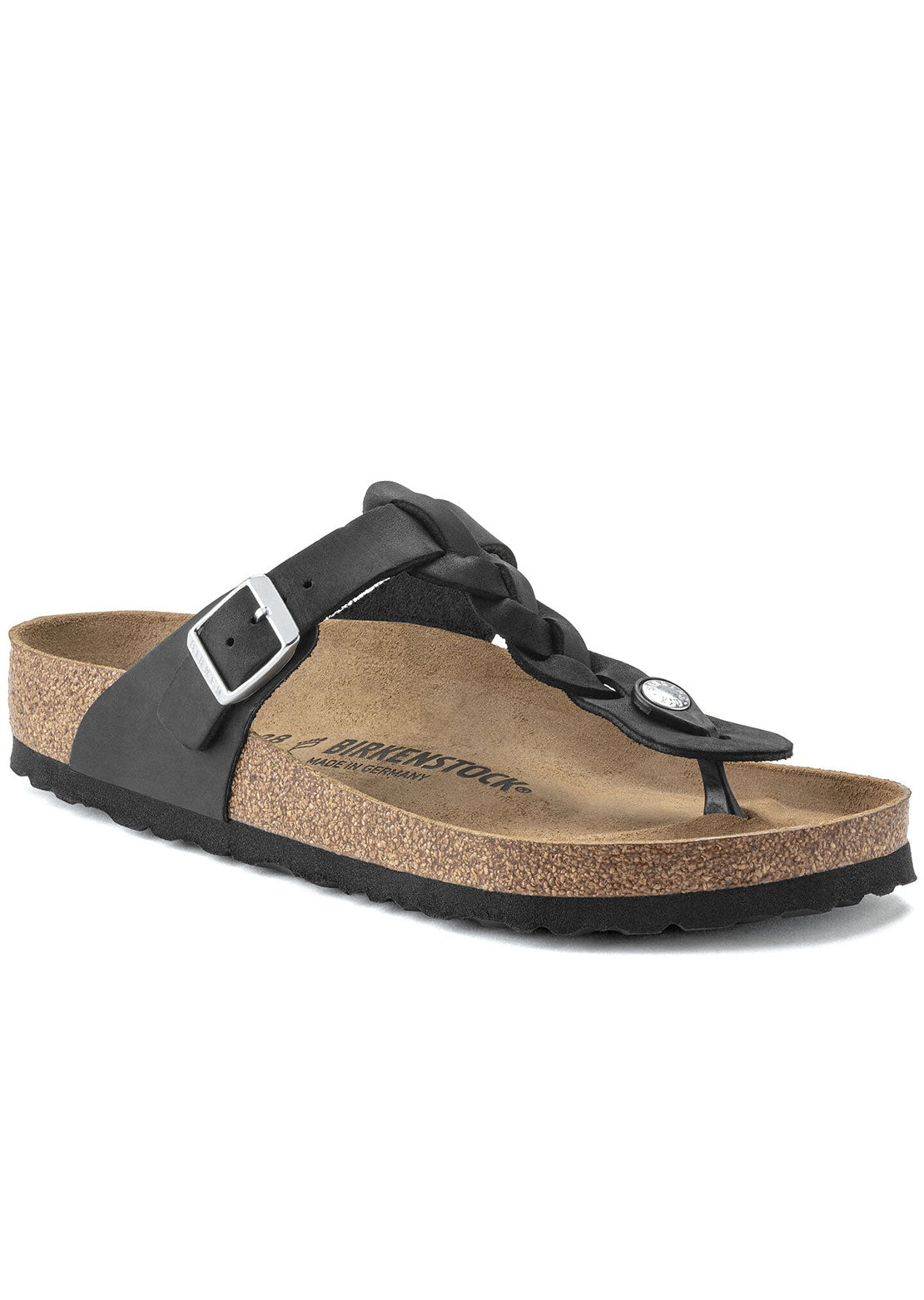 Birkenstock Women's Gizeh Braid Oiled Leather Regular Sandals Black