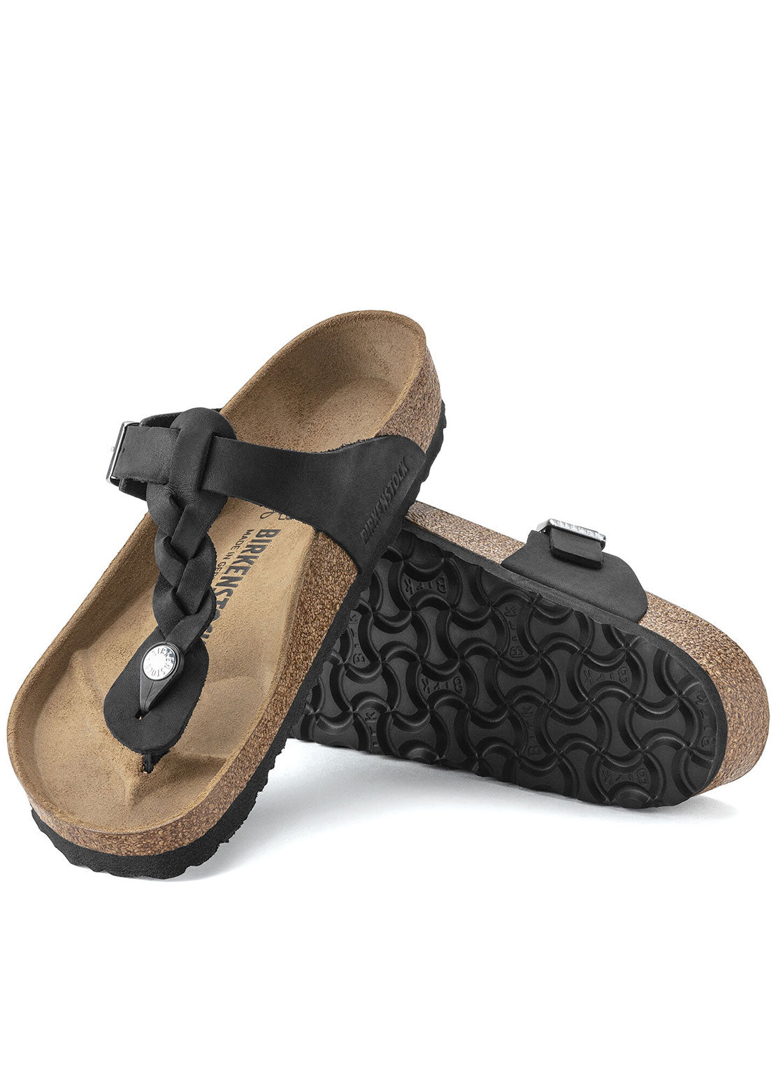 Birkenstock Women's Gizeh Braid Oiled Leather Regular Sandals Black