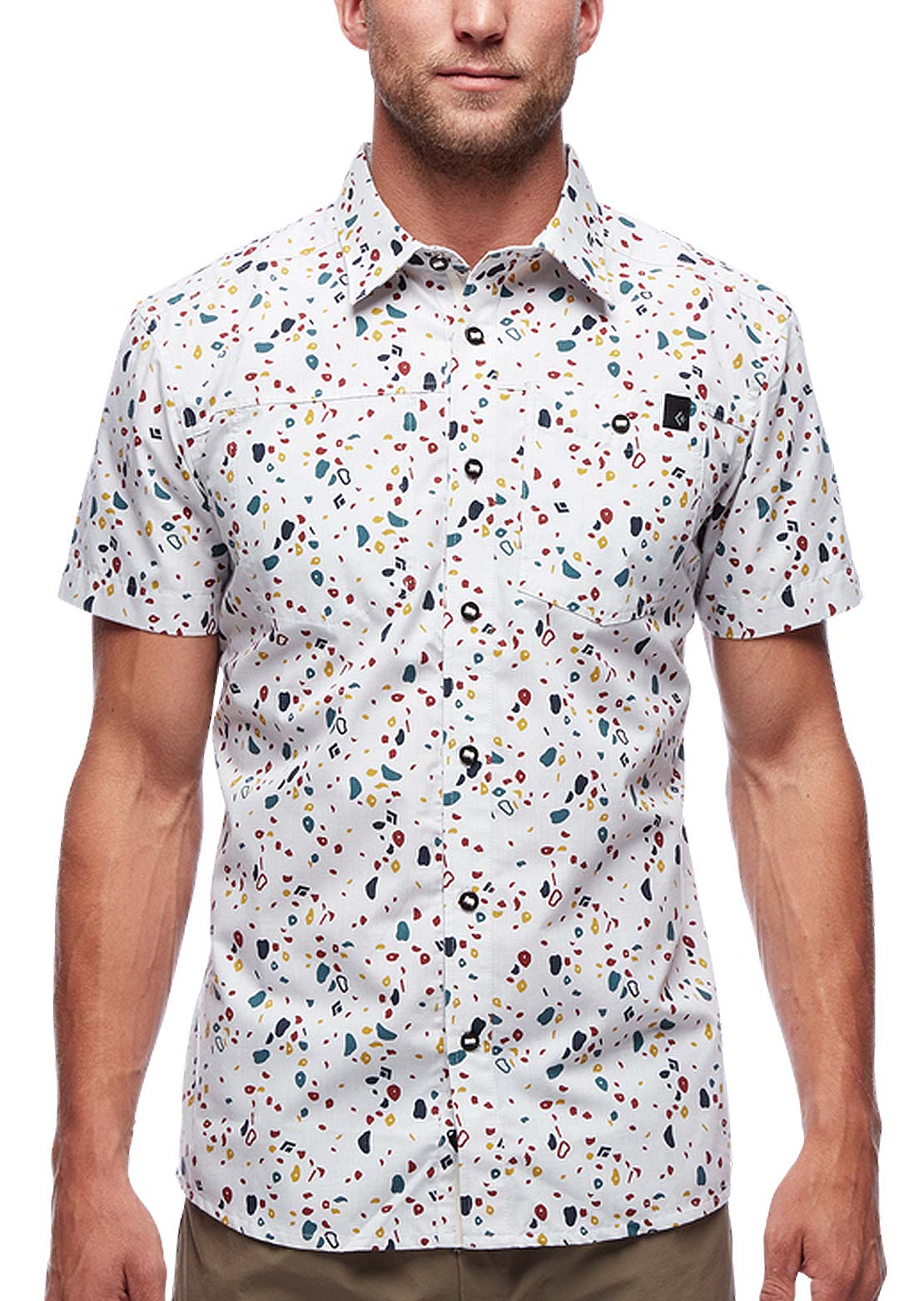 Black Diamond Men&#39;s Solution Button Up Shirt Birch/Gym Hold Print