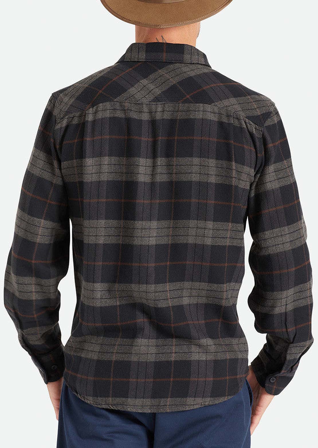 Brixton Men&#39;s Bowery Long Sleeve Flannel Button Up Shirt Black/Charcoal