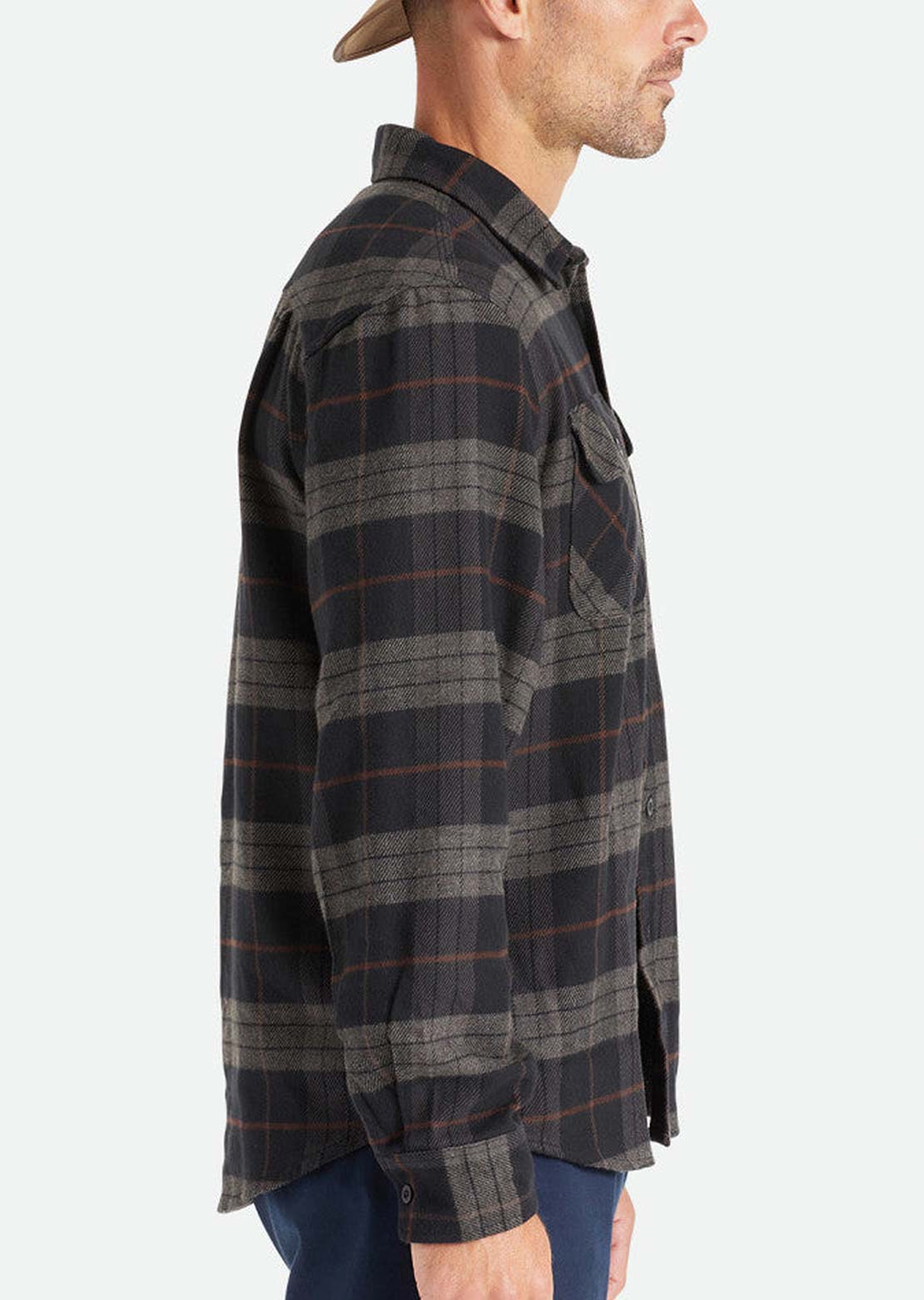 Brixton Men&#39;s Bowery Long Sleeve Flannel Button Up Shirt Black/Charcoal