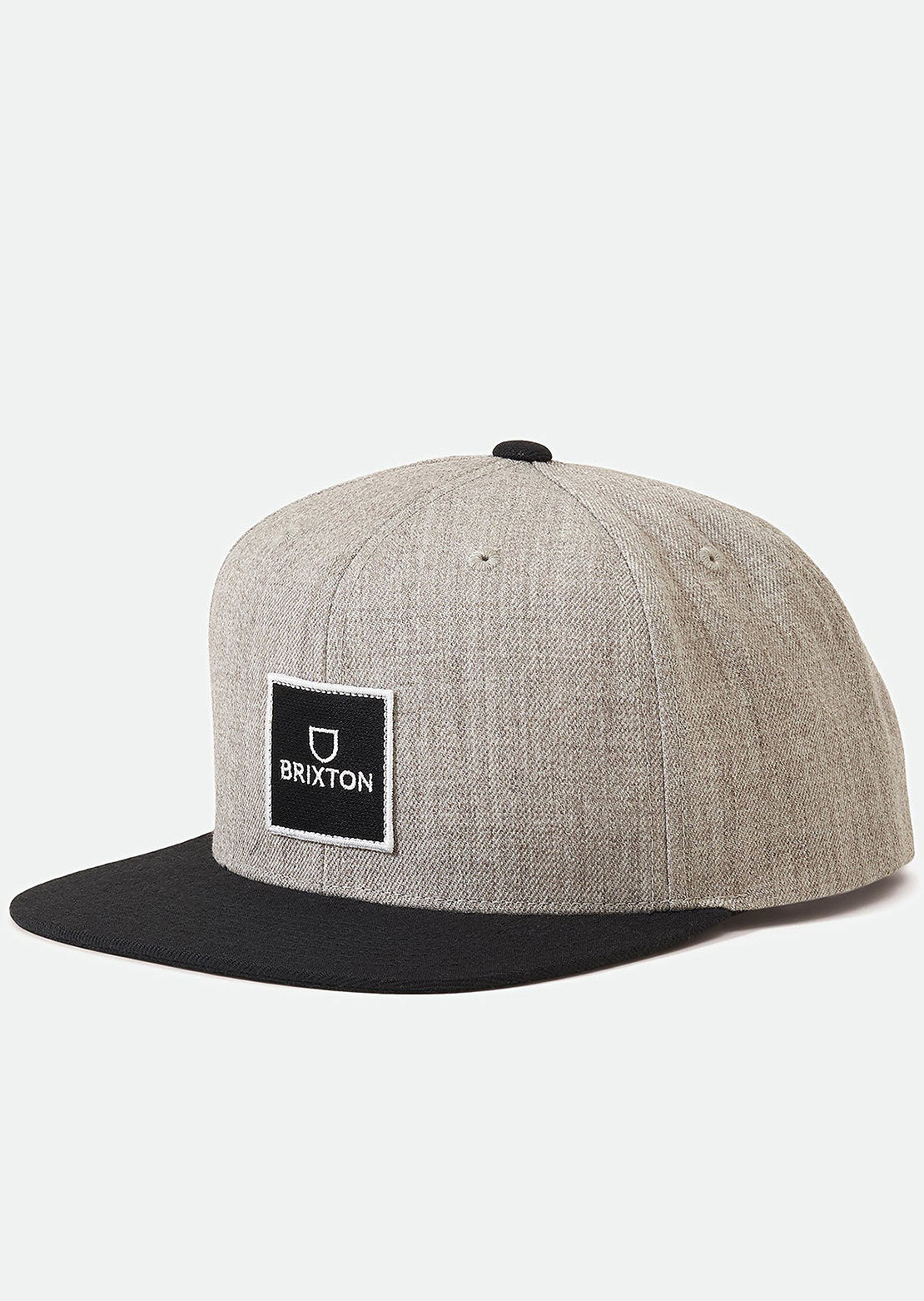 Brixton Unisex Alpha Square MP Snapback Cap Heather Grey/Black