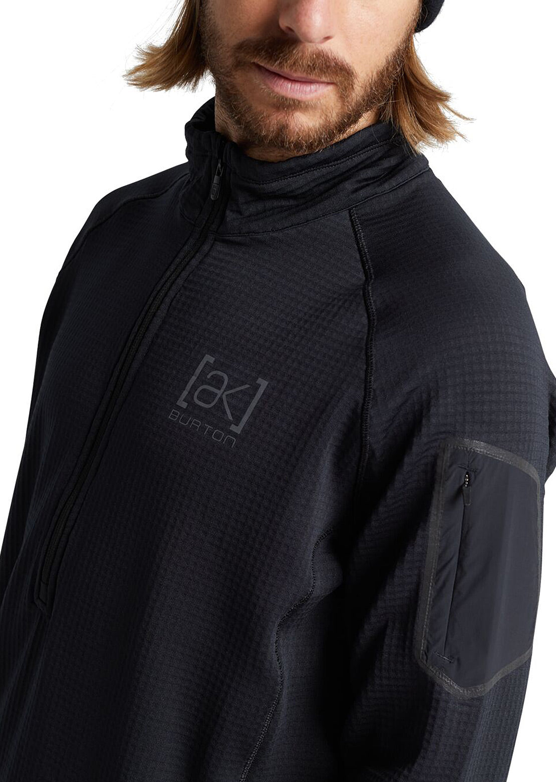 Burton AK Men&#39;s Helium Grid Fleece Half-Zip Black