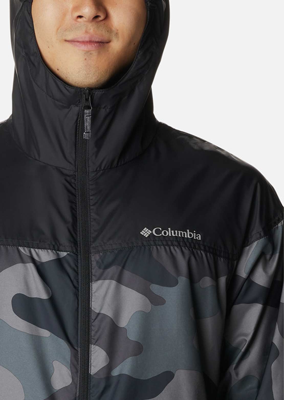 Columbia Men&#39;s Flash Challenger Novelty Windbreaker Black Camo