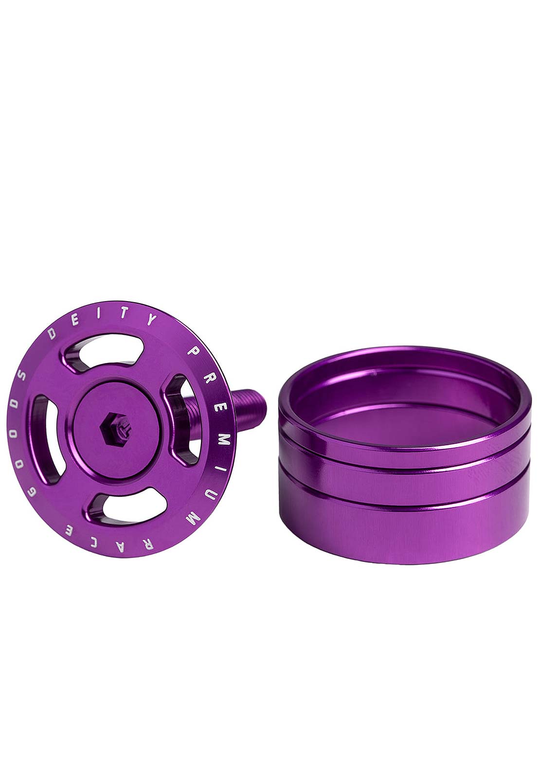 Deity Crosshair Adjuster Cap and Steerer Spacers - 1-1/8&quot; Purple