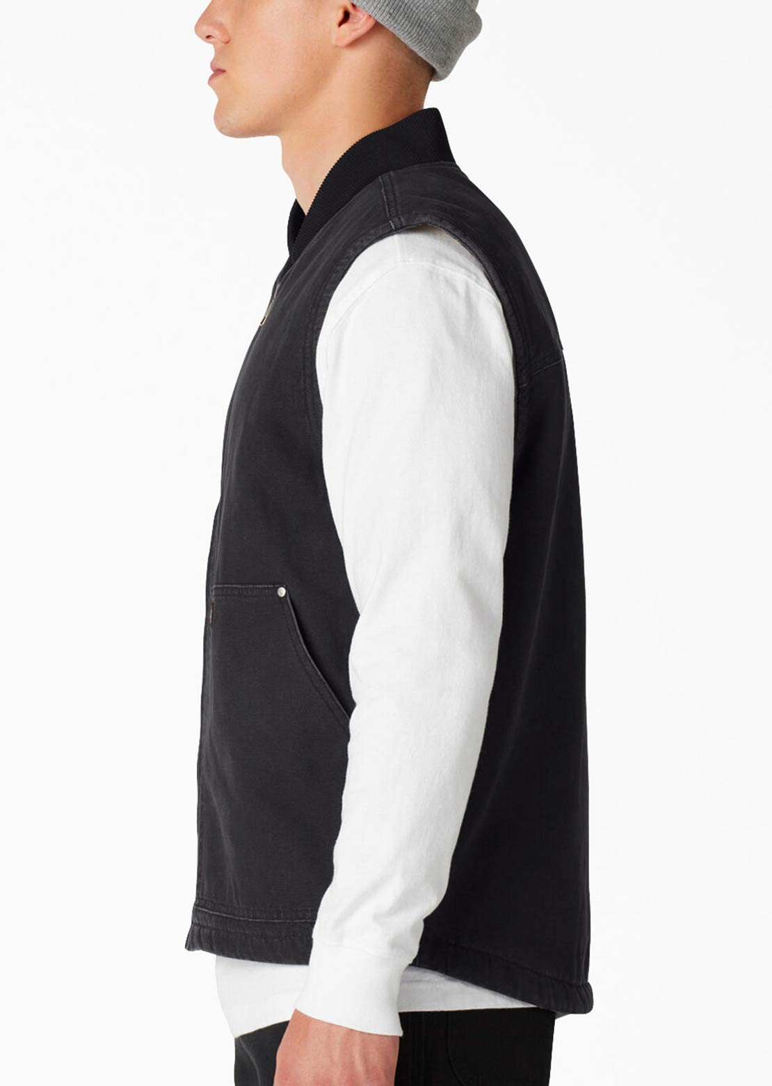 Dickies Men&#39;s Lined Duck Vest Stonewashed Black