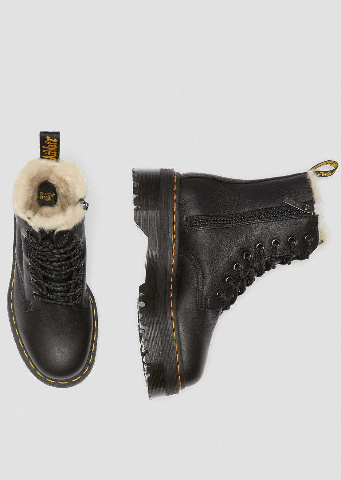Dr.Martens Women&#39;s Jadon Fur Lined Boots Pisa &amp; Toby Fur/Black &amp; Natural