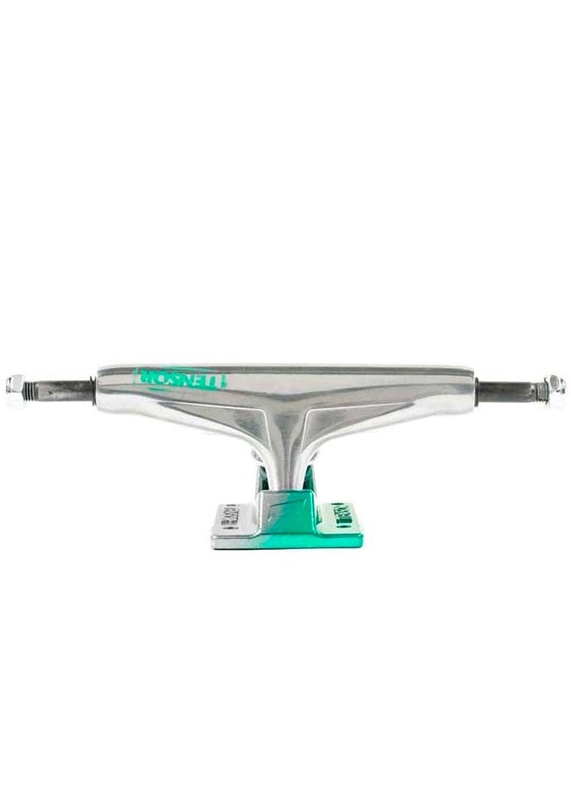 Tensor Aluminium Stencil Mirror Skateboard Trucks Raw/Green Fade