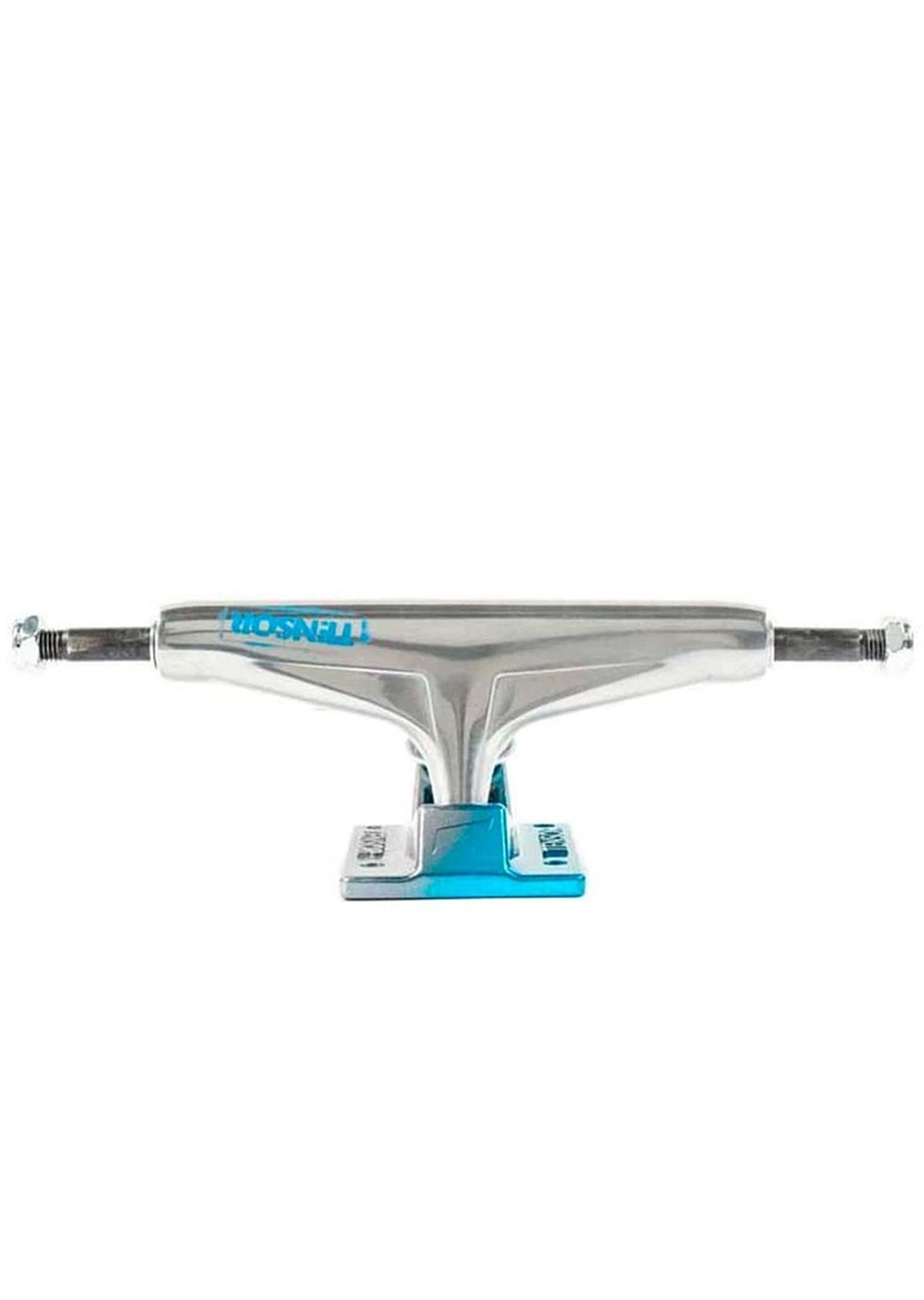 Tensor Aluminium Stencil Mirror Skateboard Trucks Raw/Light Blue Fade