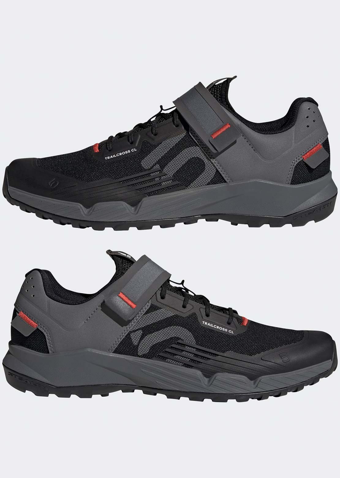 Five Ten Men&#39;s 5.10 Trailcross Clip-In Mountain Bike Shoes Core Black/Grey Three/Red