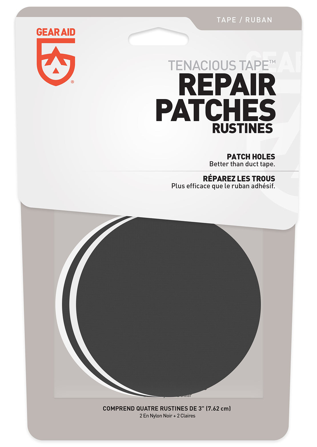 Gear Aid Tenacious Tape - Repair Patches 3&quot; Black &amp; Clear