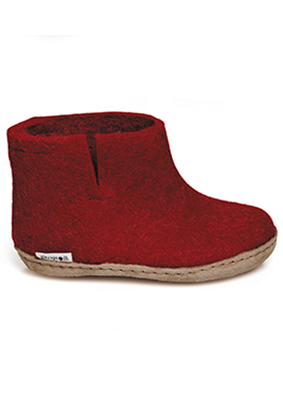 Glerups Junior Leather Sole Slipper Boots Red