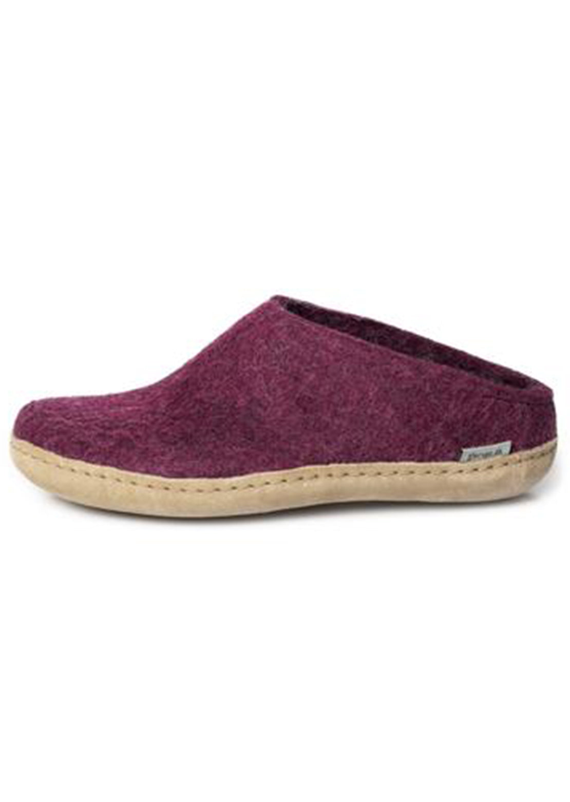 Glerups Unisex Leather Sole Open Heel Slippers Cranberry
