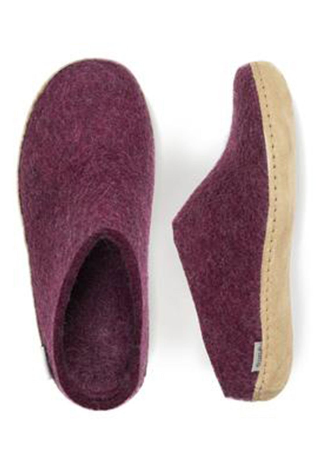 Glerups Unisex Leather Sole Open Heel Slippers Cranberry