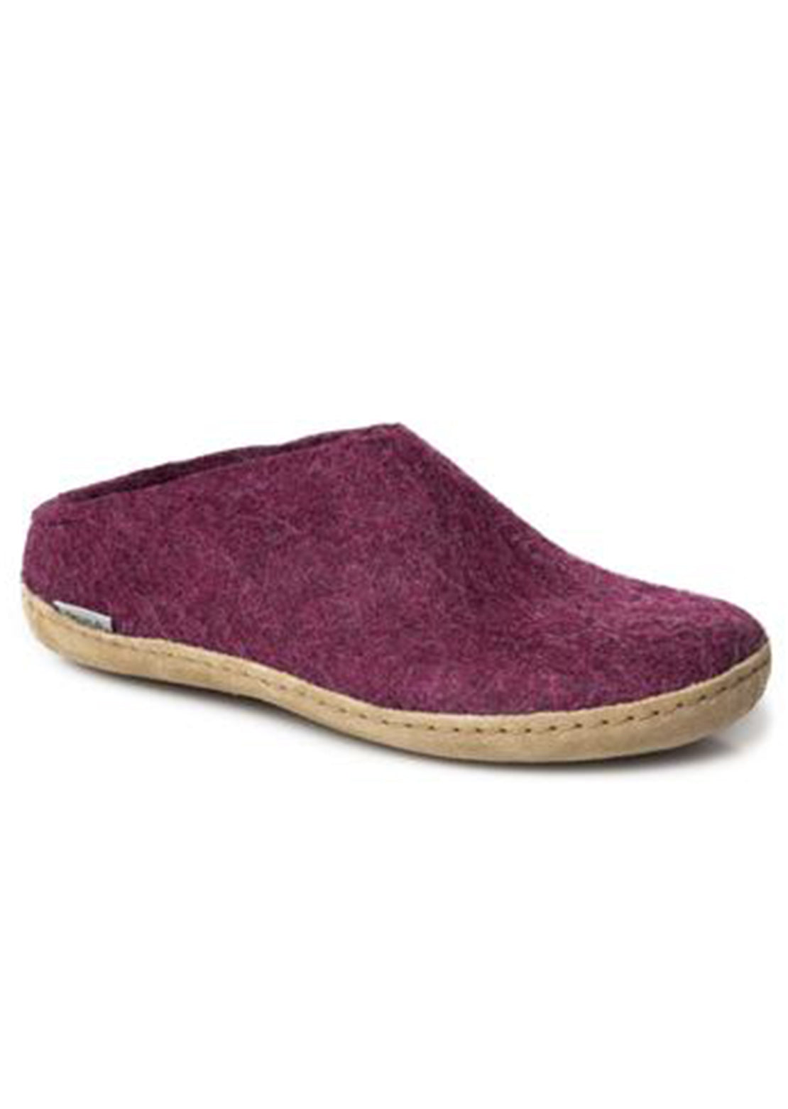 Glerups Unisex Leather Sole Open Heel Slippers Cranberry